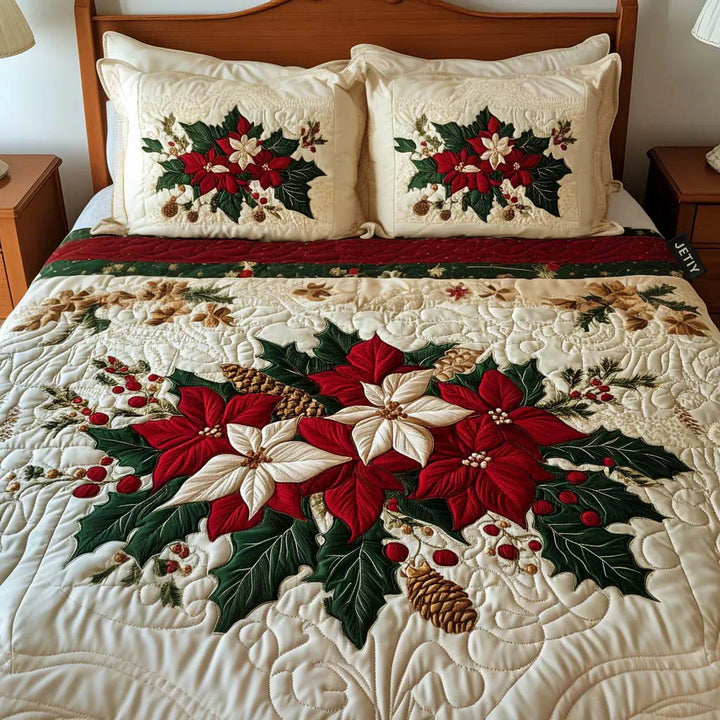 Přikrývková souprava 3 kusy - Kouzlo Poinsettie