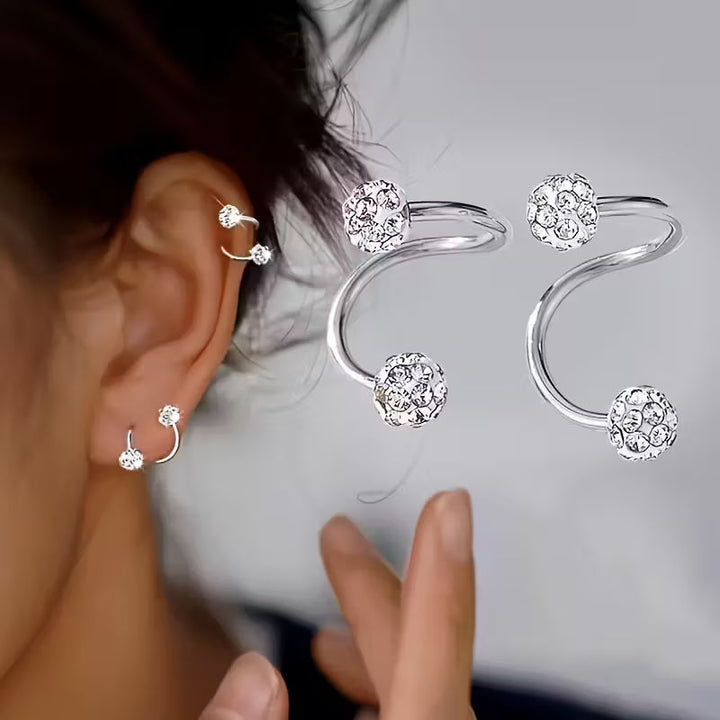 Elegantní Luxusní Náušnice se Spirálovými Kuličkami a Kamínky