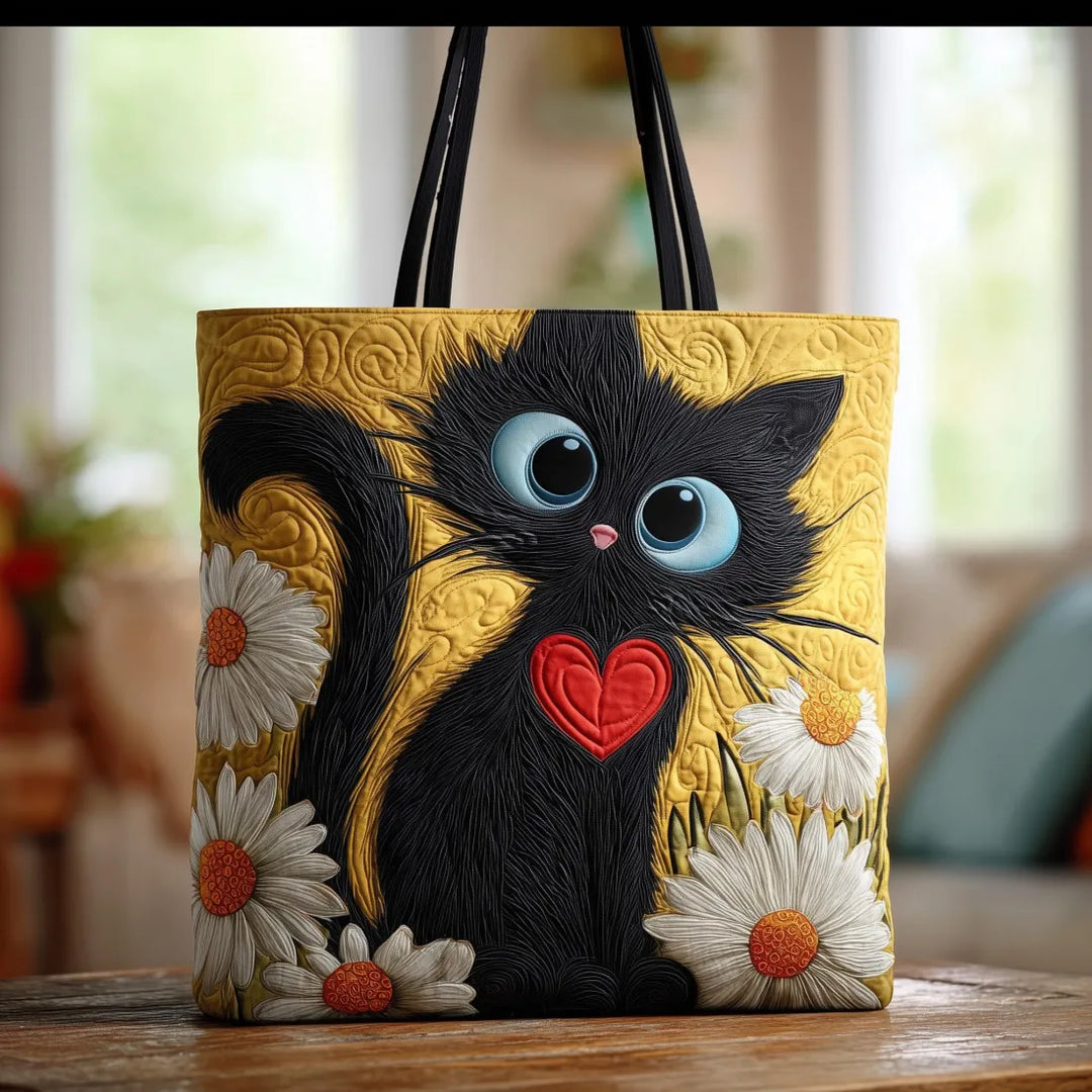 Taška Artisanal - Černá kočka s kopretinami