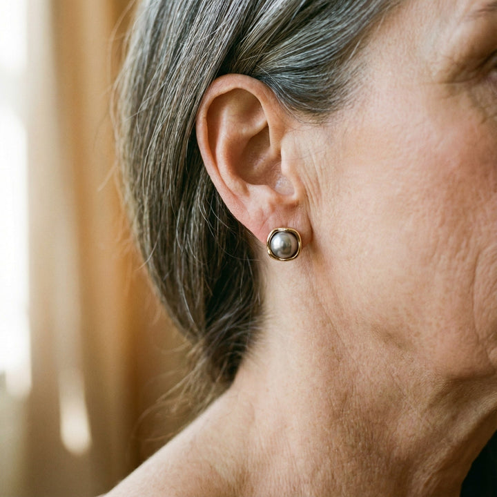 Elegantní Náušnice z Černých Perel