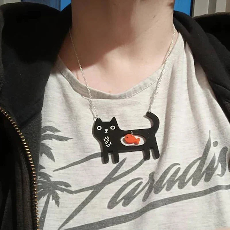 Přívěsek z akrylu Kočka a Fantazijní Ryba