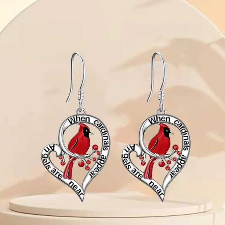 Pamětní náušnice Cardinal – Srdcový design s citátem