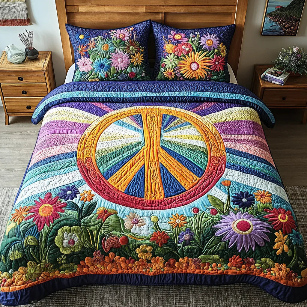 Přehoz na postel prošívaný 3 kusy - Rêves Tie-Dye
