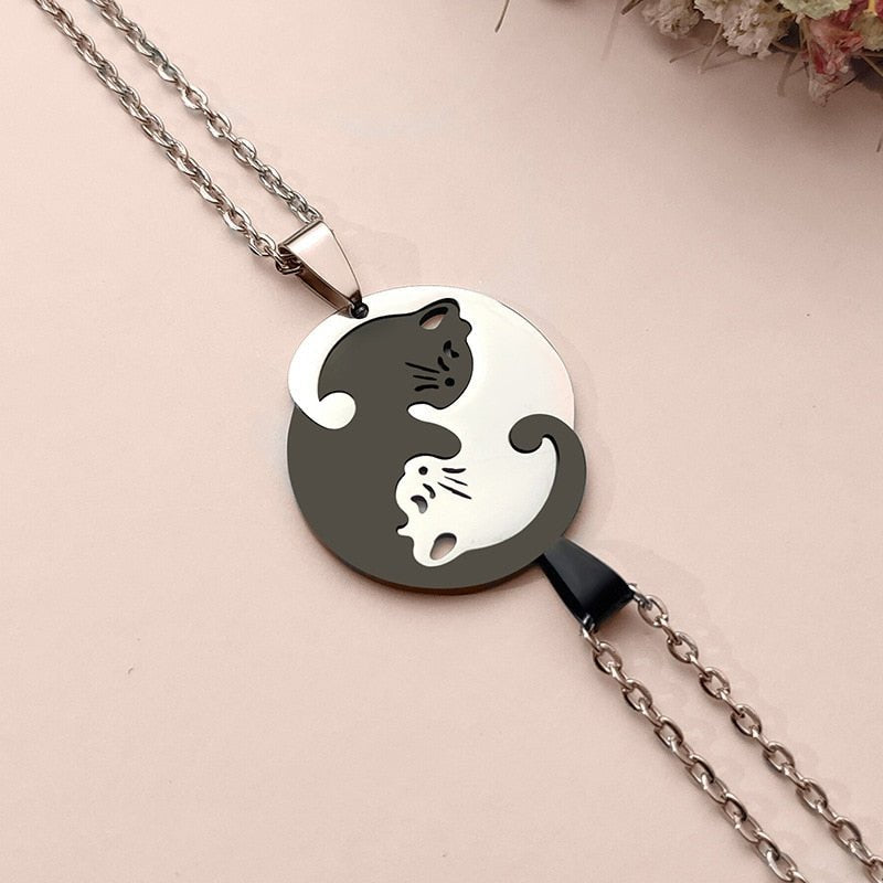 Náhrdelník Ying Yang z nerezové oceli pro kočky